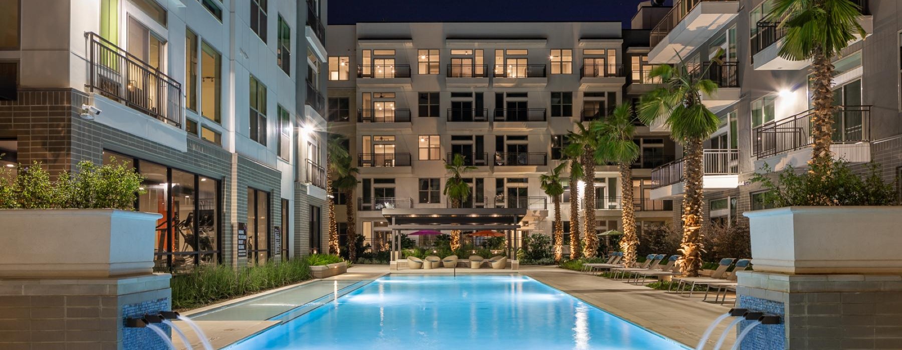 a pool in a courtyard